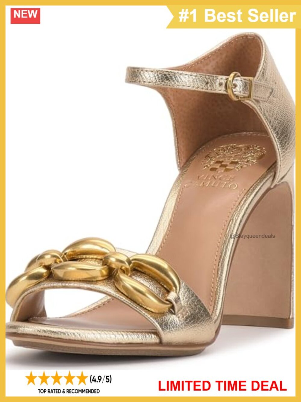 Vince Camuto Aurelia Leather Block Heel Ankle Strap Sandal